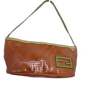 Fendi Orange & Green perforated Shoulder bag pochette
